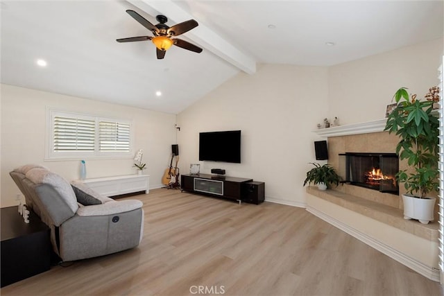 2613 Carnegie Ln # B, Redondo Beach, CA 90278 - living area featuring wood finished floors, a fireplace, a ceiling fan, and recessed lighting