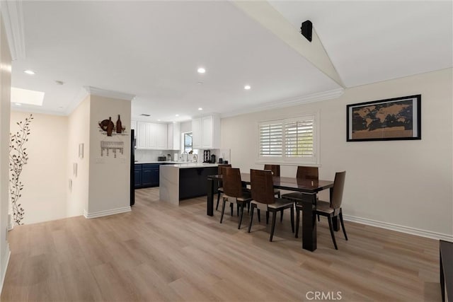 2613 Carnegie Ln # B, Redondo Beach, CA 90278 - dining room with light wood-style floors, ornamental molding, and recessed lighting