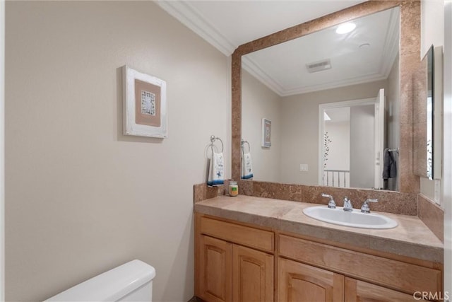 2613 Carnegie Ln # B, Redondo Beach, CA 90278 - bathroom with ornamental molding and vanity