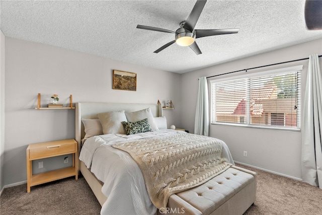 17910 River Cir Unit 1, Canyon Country, CA 91387 - carpeted bedroom with a textured ceiling and a ceiling fan