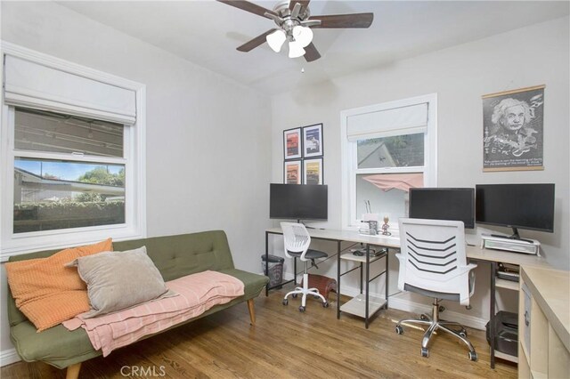 429 S Colfax St, La Habra, CA 90631 - office space with ceiling fan and wood finished floors