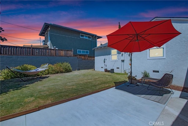 429 S Colfax St, La Habra, CA 90631 - yard at dusk featuring a patio