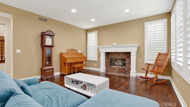 10 Calle Castillo, San Clemente, CA 92673 - living room featuring hardwood / wood-style floors, recessed lighting, healthy amount of natural light, and a fireplace
