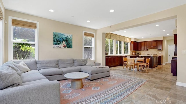 10 Calle Castillo, San Clemente, CA 92673 - living area featuring recessed lighting and light stone finish flooring