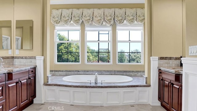 10 Calle Castillo, San Clemente, CA 92673 - bathroom with vanity, a bath, and tile patterned flooring