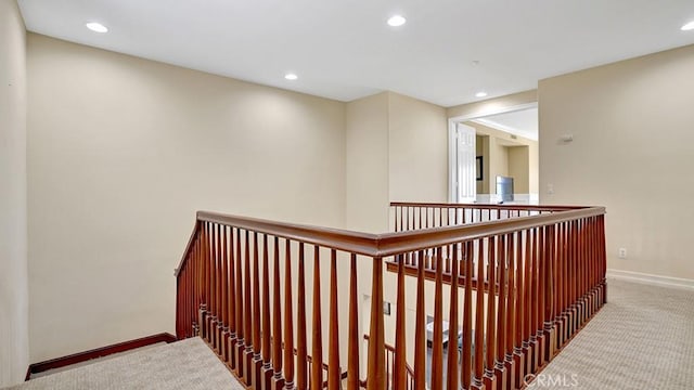 10 Calle Castillo, San Clemente, CA 92673 - hall featuring carpet flooring, an upstairs landing, and recessed lighting
