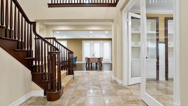 10 Calle Castillo, San Clemente, CA 92673 - entrance foyer featuring stairs, stone tile flooring, and recessed lighting