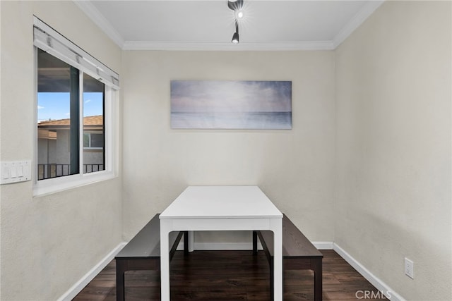 17700 Palo Verde Ave, Cerritos, CA 90703 - unfurnished dining area with dark wood-style flooring and crown molding