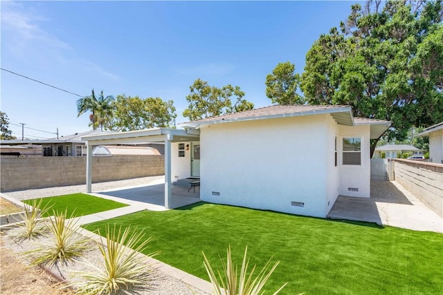 10536 La Mirada Blvd, Whittier, CA 90604 - rear view of property featuring crawl space, a patio, a fenced backyard, and stucco siding