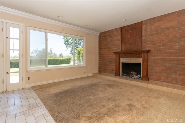 27021 Moro Azul, Mission Viejo, CA 92691 - unfurnished living room with a tile fireplace and ornamental molding