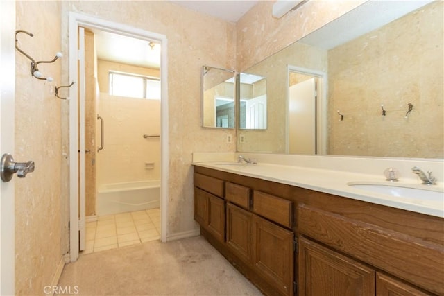 27021 Moro Azul, Mission Viejo, CA 92691 - bathroom with double vanity, shower / washtub combination, and tile patterned floors