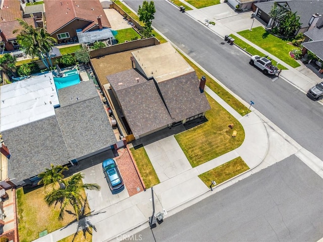 4510 E Hightree Cir, Anaheim, CA 92807 - aerial perspective of suburban area with a pool