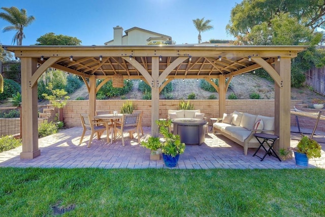 1851 Valencia Ave, Carlsbad, CA 92008 - fenced backyard with a gazebo, a patio area, and outdoor lounge area