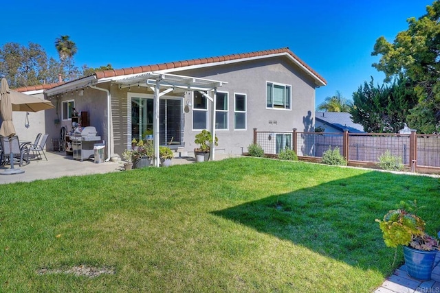 1851 Valencia Ave, Carlsbad, CA 92008 - rear view of property with a pergola, a tile roof, a patio area, and stucco siding