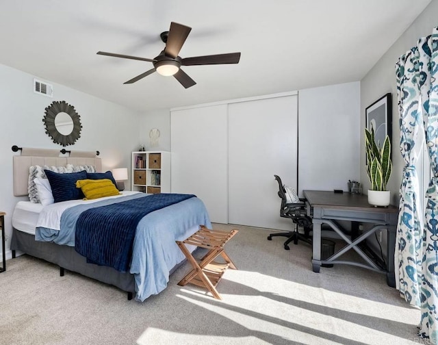1851 Valencia Ave, Carlsbad, CA 92008 - bedroom with carpet flooring, a closet, and ceiling fan