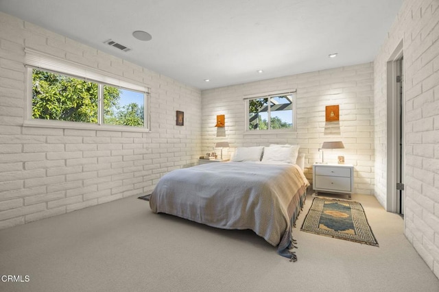 4530 Hendrickson Rd, Ojai, CA 93023 - bedroom featuring brick wall and carpet floors