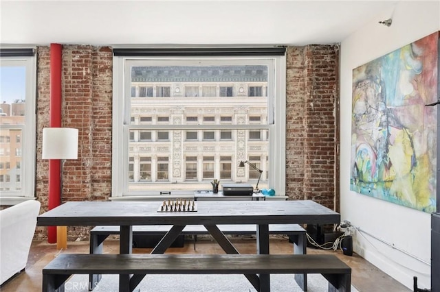 215 W 7th St Unit 1108, Los Angeles, CA 90014 - dining space with brick wall