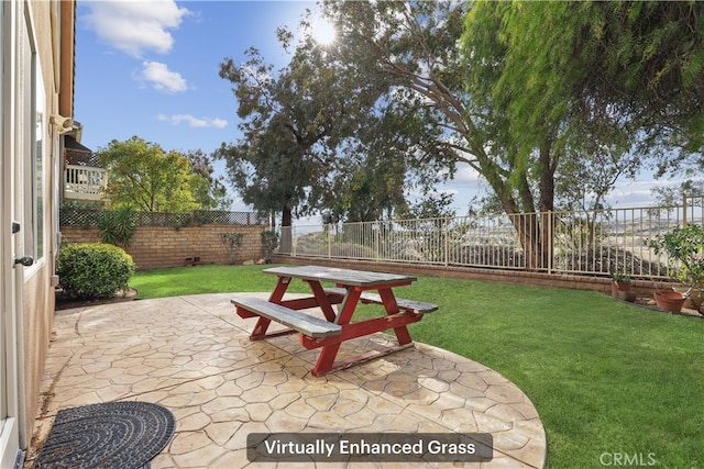 28403 Calex Dr, Valencia, CA 91354 - fenced backyard featuring a patio area