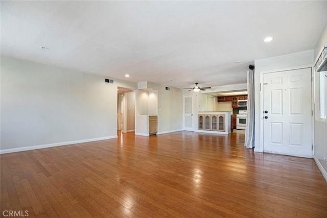 400 N 6th St Unit 202, Burbank, CA 91501 - unfurnished living room with ceiling fan, wood finished floors, and recessed lighting