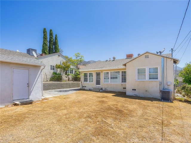 2623 N Parish Pl, Burbank, CA 91504 - rear view of property featuring stucco siding, entry steps, and crawl space
