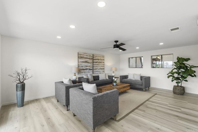1471 Mercado, Escondido, CA 92026 - living area with ceiling fan, light wood-style flooring, and recessed lighting