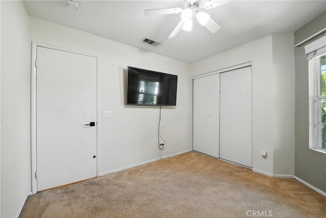 23885 Cheyenne Canyon Dr, Menifee, CA 92587 - unfurnished bedroom featuring carpet floors, a closet, and ceiling fan