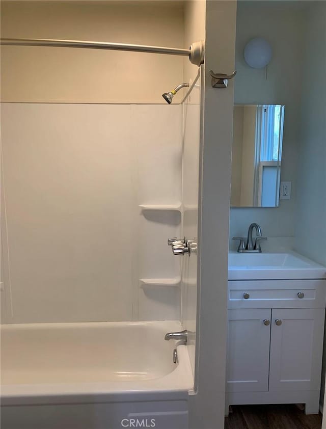 1326 Mulberry St, Chico, CA 95928 - full bathroom featuring vanity, shower / tub combination, and wood finished floors