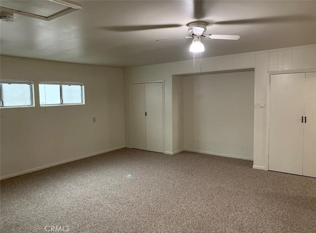 1326 Mulberry St, Chico, CA 95928 - unfurnished bedroom featuring carpet, multiple closets, and a ceiling fan