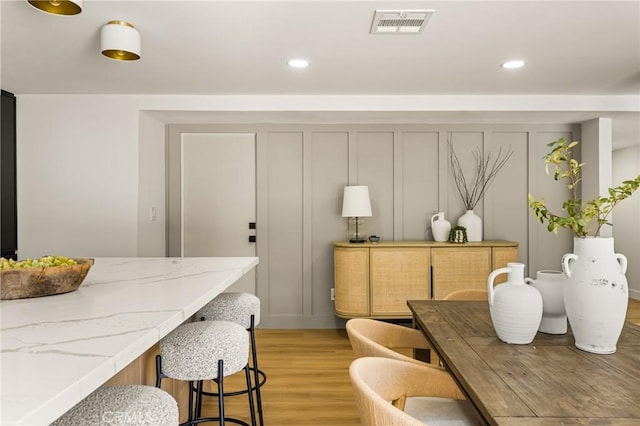 121 W Borromeo Ave, Placentia, CA 92870 - dining area featuring light wood-type flooring and recessed lighting