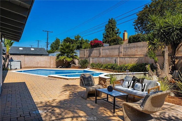 121 W Borromeo Ave, Placentia, CA 92870 - view of pool with a fenced backyard, a patio area, and a pool with connected hot tub