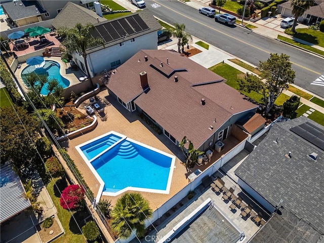 121 W Borromeo Ave, Placentia, CA 92870 - view from above of property featuring a pool area
