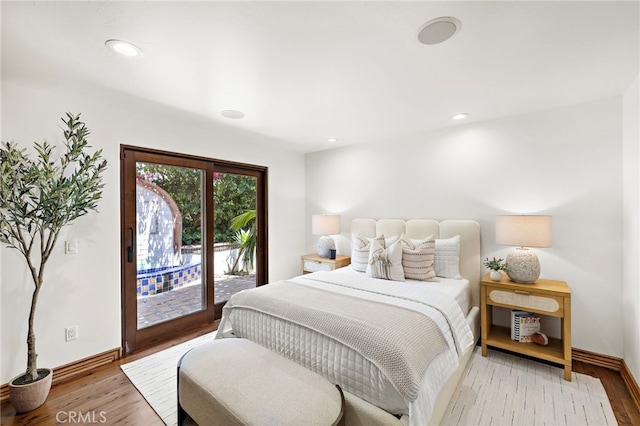 2575 Temple Hills Dr, Laguna Beach, CA 92651 - bedroom with access to outside, wood finished floors, and recessed lighting