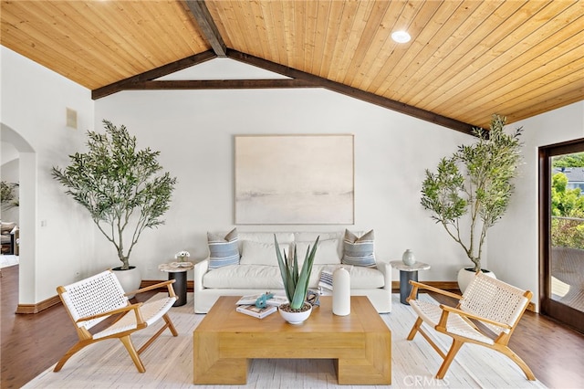 2575 Temple Hills Dr, Laguna Beach, CA 92651 - living area featuring arched walkways, wood ceiling, and light wood-style flooring