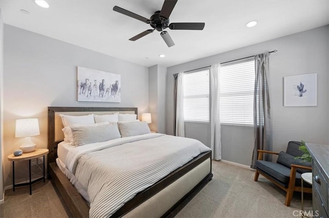 7346 Garnet Ridge Rd, Jurupa Valley, CA 92509 - bedroom featuring light carpet, recessed lighting, and ceiling fan