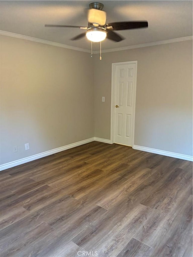 5585 E Pacific Coast Hwy Unit 154, Long Beach, CA 90804 - empty room featuring ceiling fan, crown molding, and dark wood-style floors