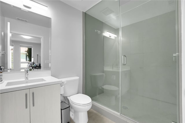 2930 Rowena Ave Unit 4, Los Angeles, CA 90039 - bathroom featuring vanity, a stall shower, and tile patterned floors