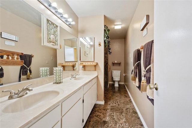 14325 Foothill Blvd Unit 34, Sylmar, CA 91342 - full bathroom with marble look tiles and double vanity