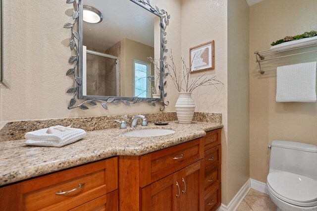 1740 Fire Mountain Dr, Oceanside, CA 92054 - full bathroom with vanity, a stall shower, and tile patterned floors