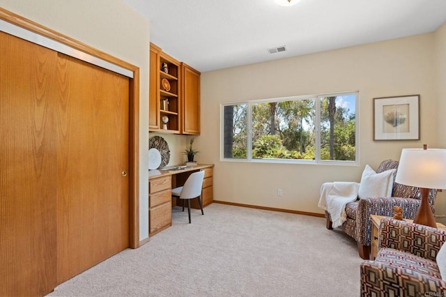 1740 Fire Mountain Dr, Oceanside, CA 92054 - office area featuring built in desk and light carpet