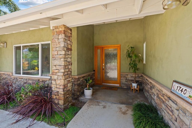 1740 Fire Mountain Dr, Oceanside, CA 92054 - view of exterior entry with stone siding and stucco siding