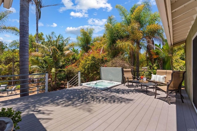 1740 Fire Mountain Dr, Oceanside, CA 92054 - deck with a covered hot tub and an outdoor living space