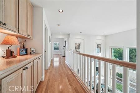 14213 Aliso Ct, Chino Hills, CA 91709 - hallway featuring healthy amount of natural light, light wood finished floors, and recessed lighting