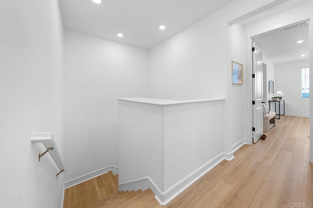 766 Makani St Unit 1, Chula Vista, CA 91911 - hall featuring light wood finished floors, recessed lighting, and an upstairs landing