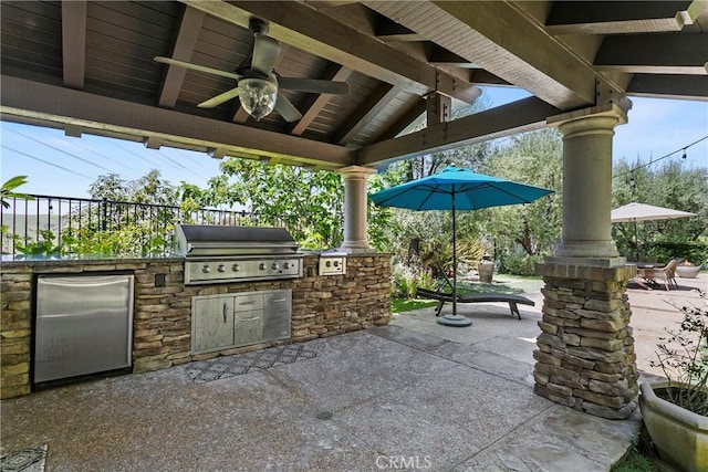 15 Pisano St, Ladera Ranch, CA 92694 - view of patio with area for grilling and a ceiling fan