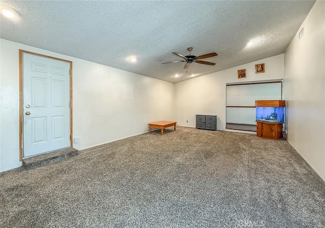 2191 Hilldale Ave, Simi Valley, CA 93063 - carpeted empty room with ceiling fan, a textured ceiling, and recessed lighting