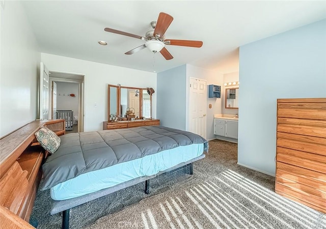2191 Hilldale Ave, Simi Valley, CA 93063 - bedroom with carpet, ensuite bathroom, and a ceiling fan