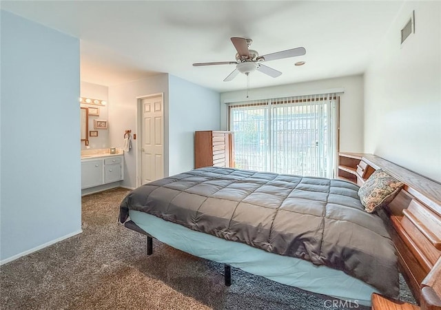2191 Hilldale Ave, Simi Valley, CA 93063 - bedroom featuring carpet flooring, ensuite bathroom, and ceiling fan