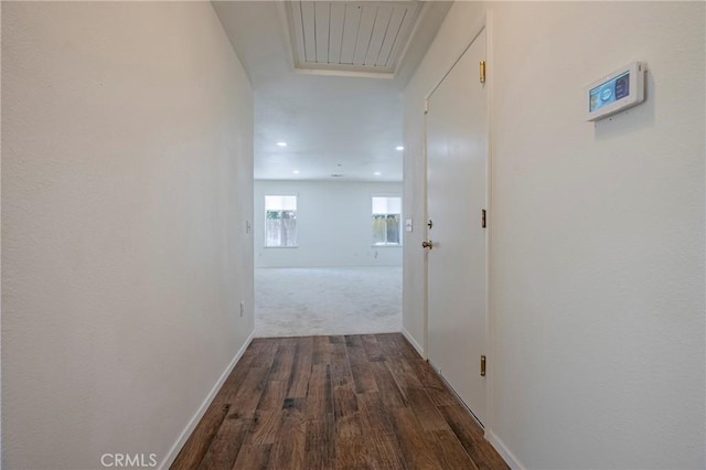 1584 Portola Way, Merced, CA 95348 - hall featuring recessed lighting, dark wood finished floors, and attic access