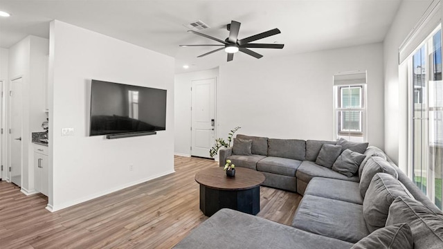 220 Perennial Pl, Fallbrook, CA 92028 - living area featuring wood finished floors, recessed lighting, and ceiling fan
