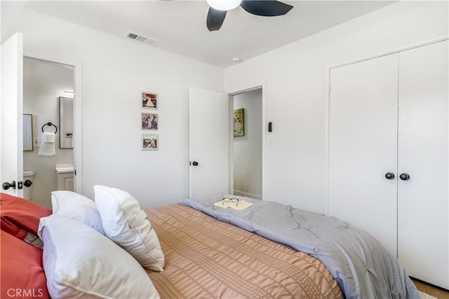 19436 Chaparral St, Rialto, CA 92376 - bedroom featuring ensuite bathroom, a closet, and ceiling fan